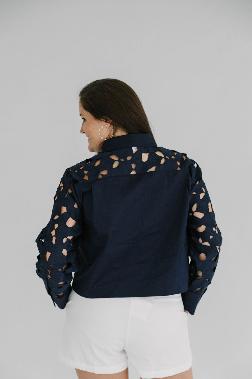 Betsy Eyelet Detailed Long Sleeve Top - The Girl on Ivy