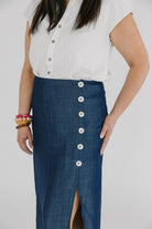 Anne Long Side Button Slit Skirt - The Girl on Ivy