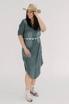 Danielle Roll Tab 3/4 Sleeve Tencel Denim Shirt Midi Dress - The Girl on Ivy