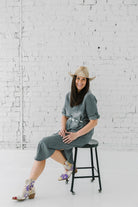 Danielle Roll Tab 3/4 Sleeve Tencel Denim Shirt Midi Dress - The Girl on Ivy