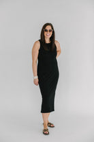 Black ribbed tank midi dress