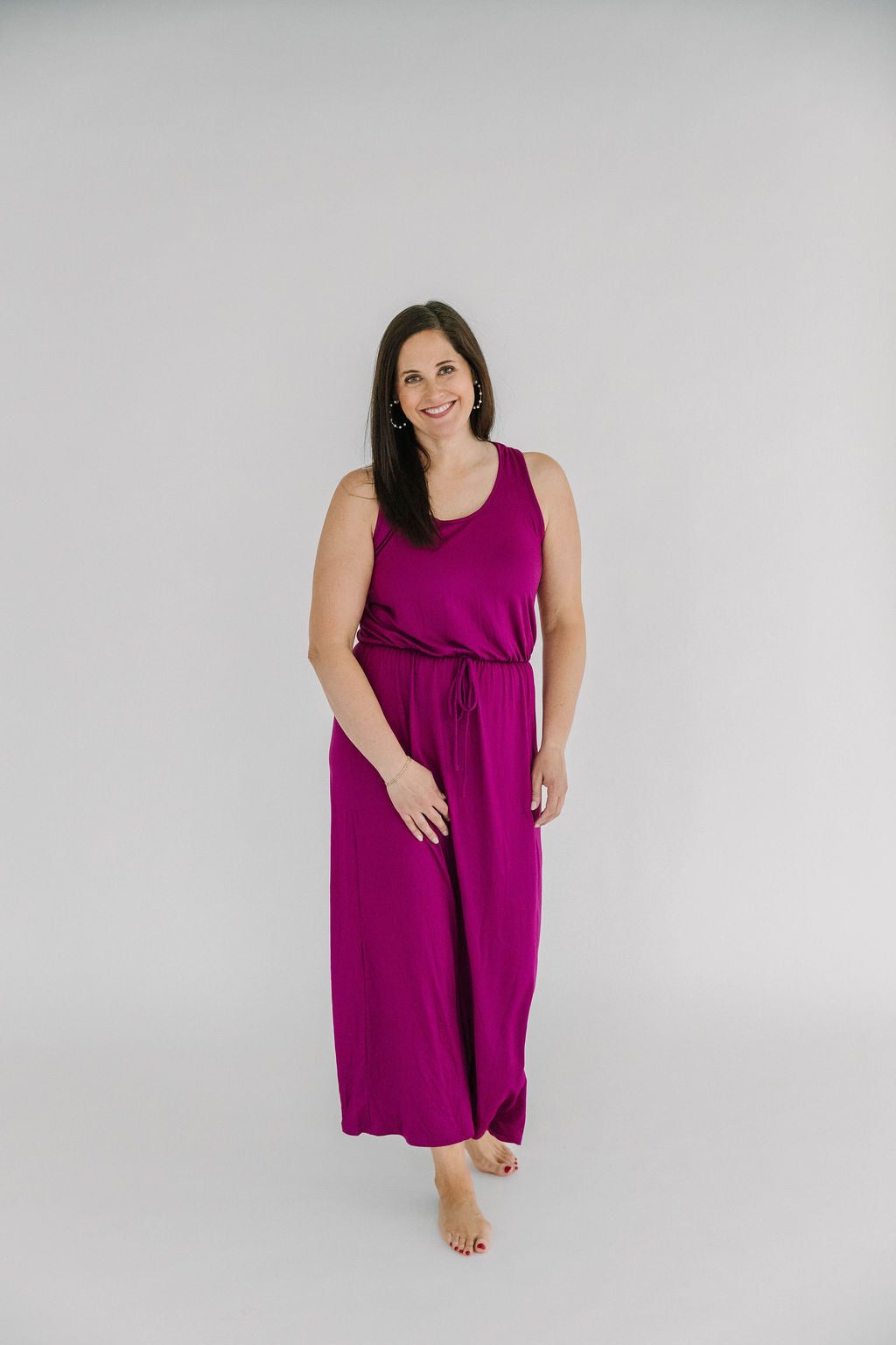 magenta Scoop Neck Racerback Tank Maxi Dress 