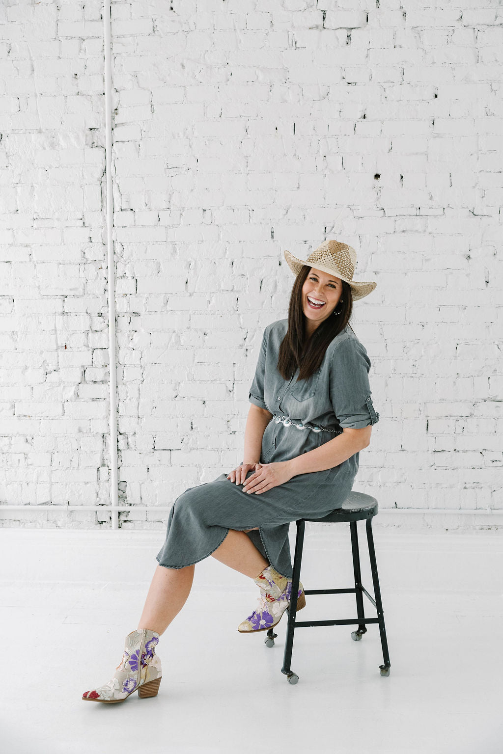Danielle Roll Tab 3/4 Sleeve Tencel Denim Shirt Midi Dress - The Girl on Ivy