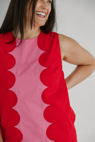 Elliana Red and Pink Color Block Mini Dress - The Girl on Ivy