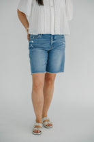 High Rise Raw Hem Bermuda Shorts - The Girl on Ivy