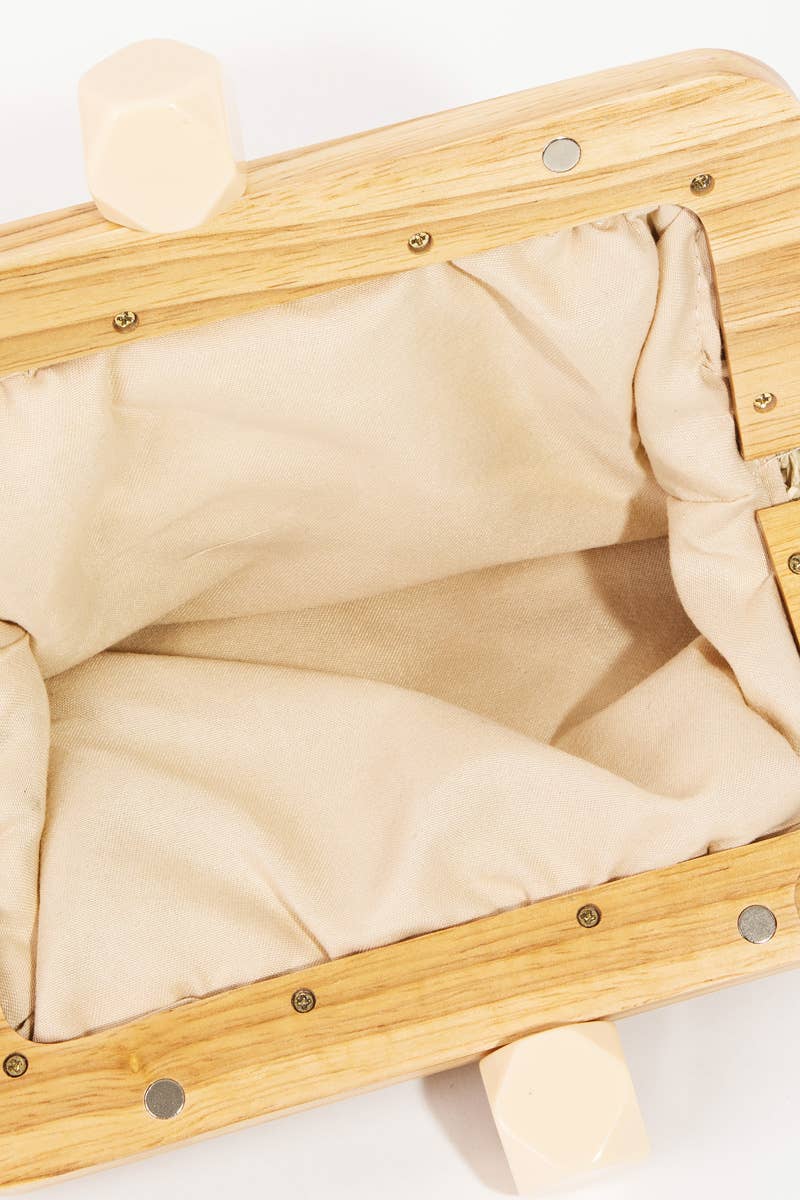 Straw Braided Wooden Frame Clutch Bag - The Girl on Ivy