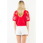 Short Sleeve Floral Detail Knit Top - The Girl on Ivy