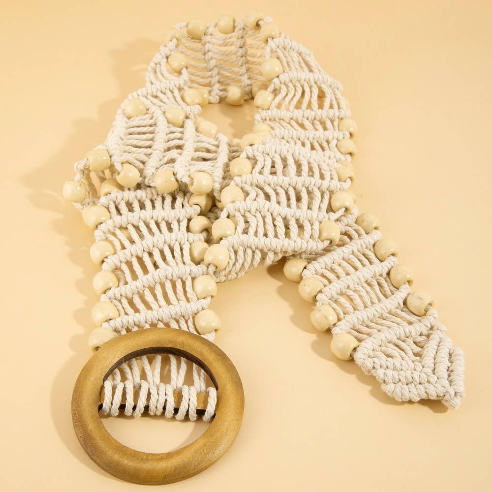 Wooden Circle Buckle Braided Belt - The Girl on Ivy