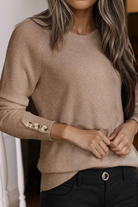 Casual Solid Buttoned Bishop Sleeve Sweater (2 color options) - The Girl on Ivy