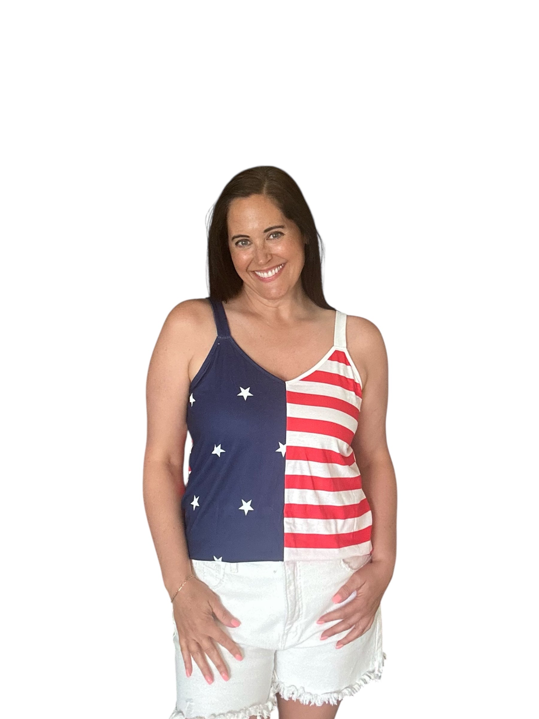 Independence Day Stars and Stripes Printed Tank Top - The Girl on Ivy