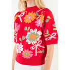 Short Sleeve Floral Detail Knit Top - The Girl on Ivy