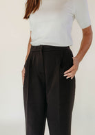 Pleated Trouser Pants (Black) - The Girl on Ivy