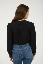 LACE DETAIL ROUND NECK LONG SLEEVE BLOUSE - The Girl on Ivy
