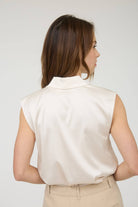 SATIN COLLARED SLEEVELESS BLOUSE (3 Color Options) - The Girl on Ivy