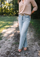 SPLIT NECK 3/4 TAB SLEEVE SOLID TOP - The Girl on Ivy