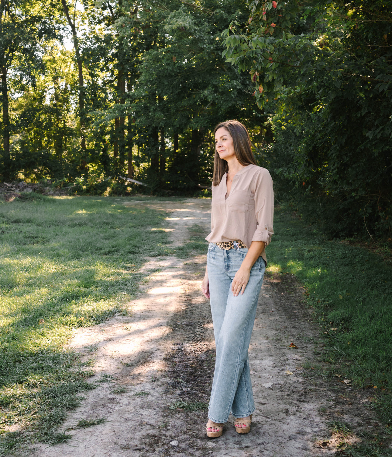 SPLIT NECK 3/4 TAB SLEEVE SOLID TOP - The Girl on Ivy