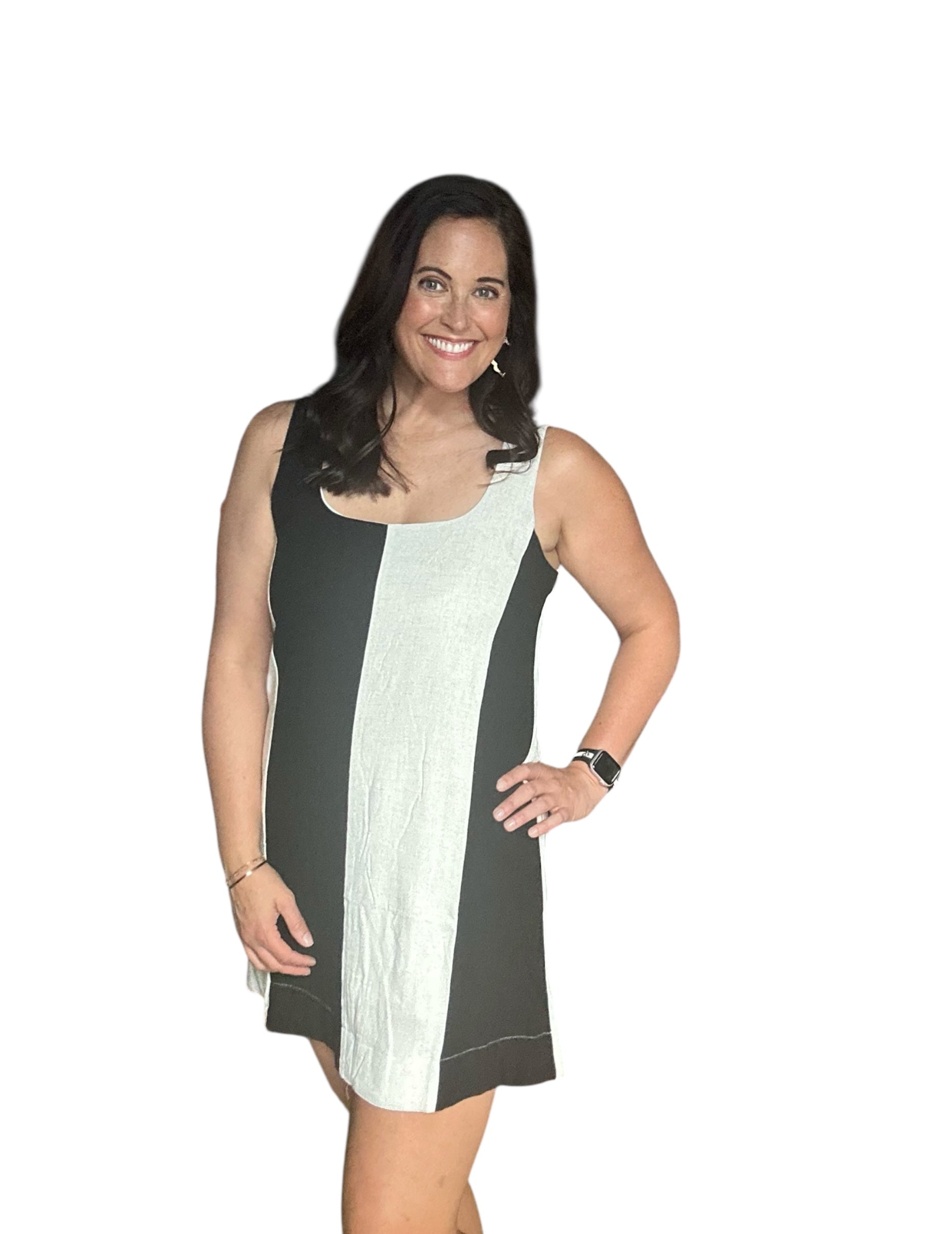 WIDE STRIPE SLEEVELESS LINEN MINI DRESS (2 color options) - The Girl on Ivy