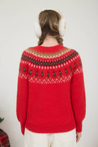 FUZZY FAIR ISLE CREW NECK KNIT PULLOVER SWEATER - The Girl on Ivy