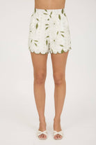 FLORAL EMBROIDERY DETAIL SCALLOP HEM SHORTS (2 Color Options) - The Girl on Ivy
