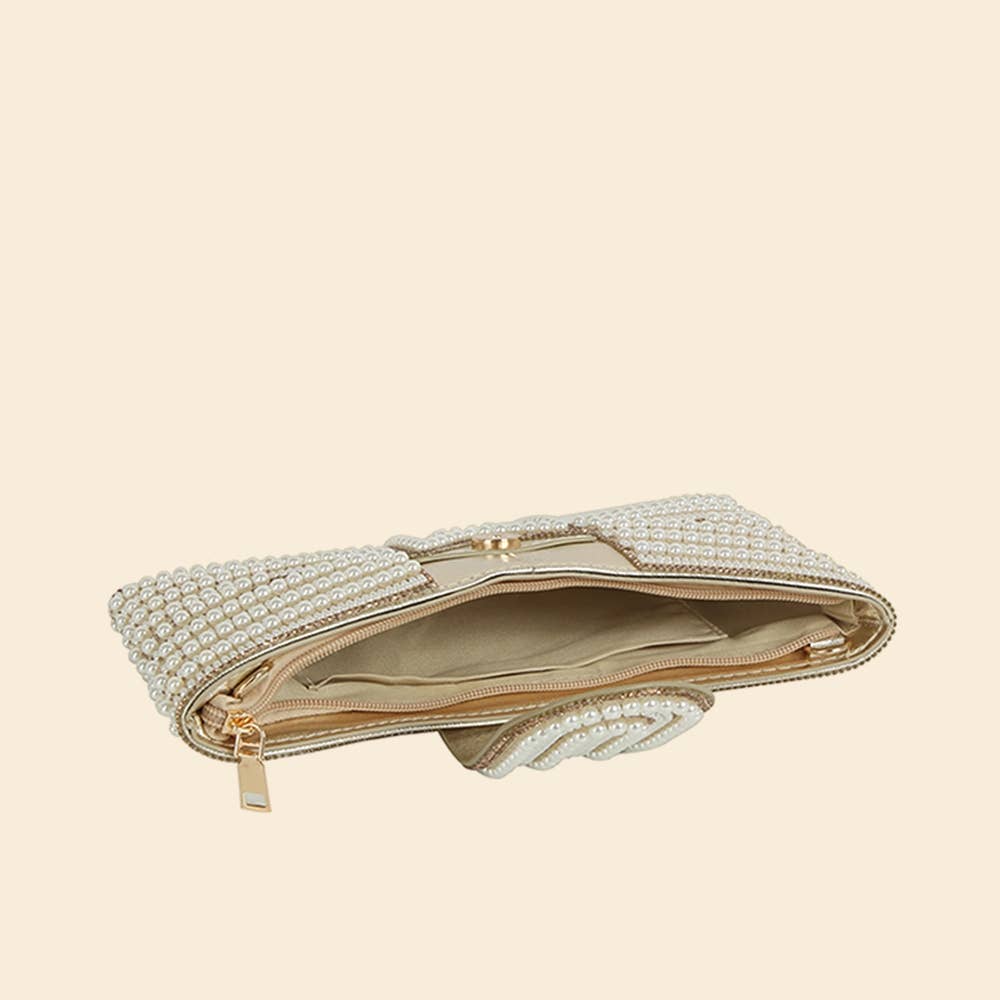Spangle Pearl Bow Clutch Evening Bag - The Girl on Ivy