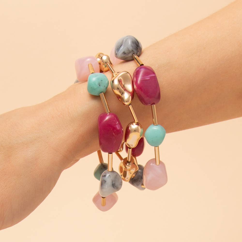Multi Stone Stackable Stretch Bracelet Set - The Girl on Ivy