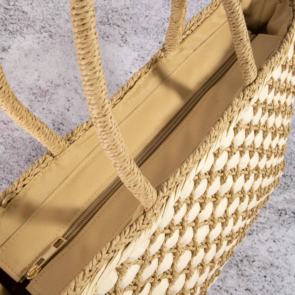 Woven Lattice Straw Tote Bag - The Girl on Ivy