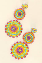 3-Tier Disc Beaded Embroidery Long Drop Earrings - The Girl on Ivy