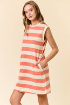 RUGBY STRIPED FRENCH TERRY CAP SLEEVE MINI DRESS (2 color options) - The Girl on Ivy