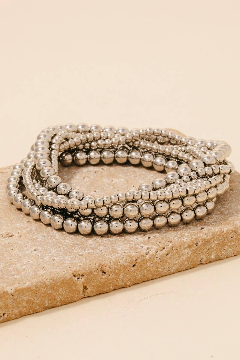 Mixed Mini Metallic Beaded Bracelet 7 Set - The Girl on Ivy