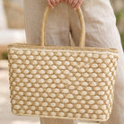 Woven Lattice Straw Tote Bag - The Girl on Ivy