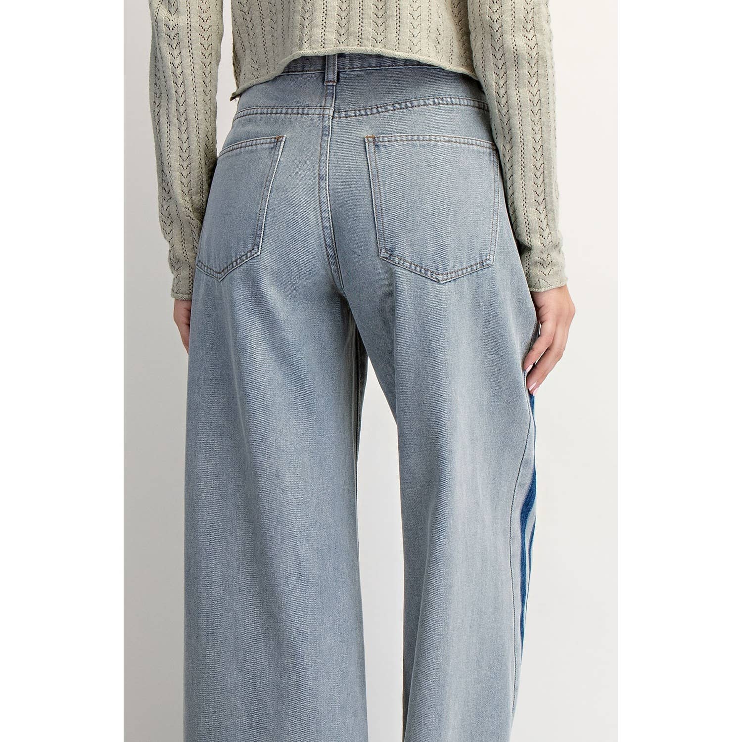 WASHED MID-RISE STRIPE JEANS - The Girl on Ivy