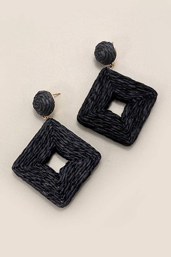 RAFFIA SQUARE DROP EARRINGS | 10E3021030 - The Girl on Ivy