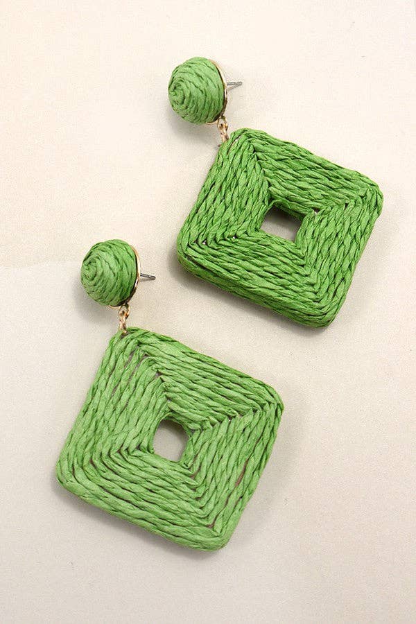 RAFFIA SQUARE DROP EARRINGS | 10E3021030 - The Girl on Ivy