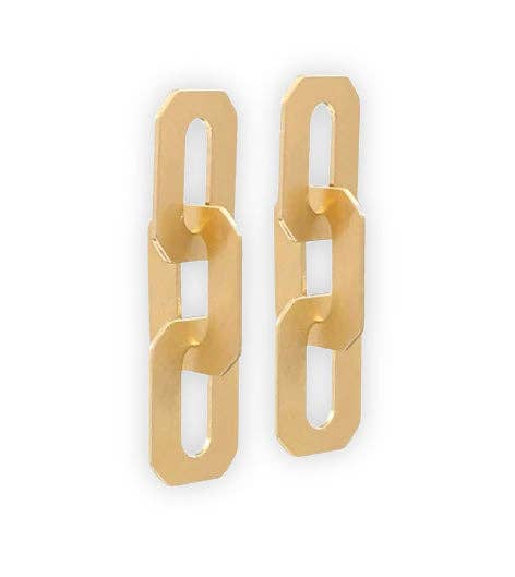 Brushed Gold Chunky Link Earrings | Gold Link Earring - The Girl on Ivy