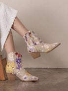 The Wanda Taupe Floral Applique Western Boot - The Girl on Ivy