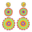 3-Tier Disc Beaded Embroidery Long Drop Earrings - The Girl on Ivy