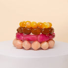 4 PC Multi Shape Marbled Stone Bead Stretch Bracelet Set - The Girl on Ivy