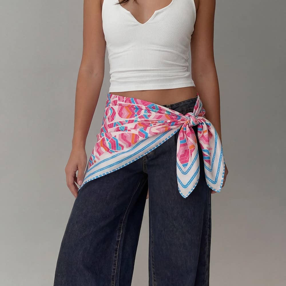 Abstract Tribal Print Square Bandana Scarf - The Girl on Ivy