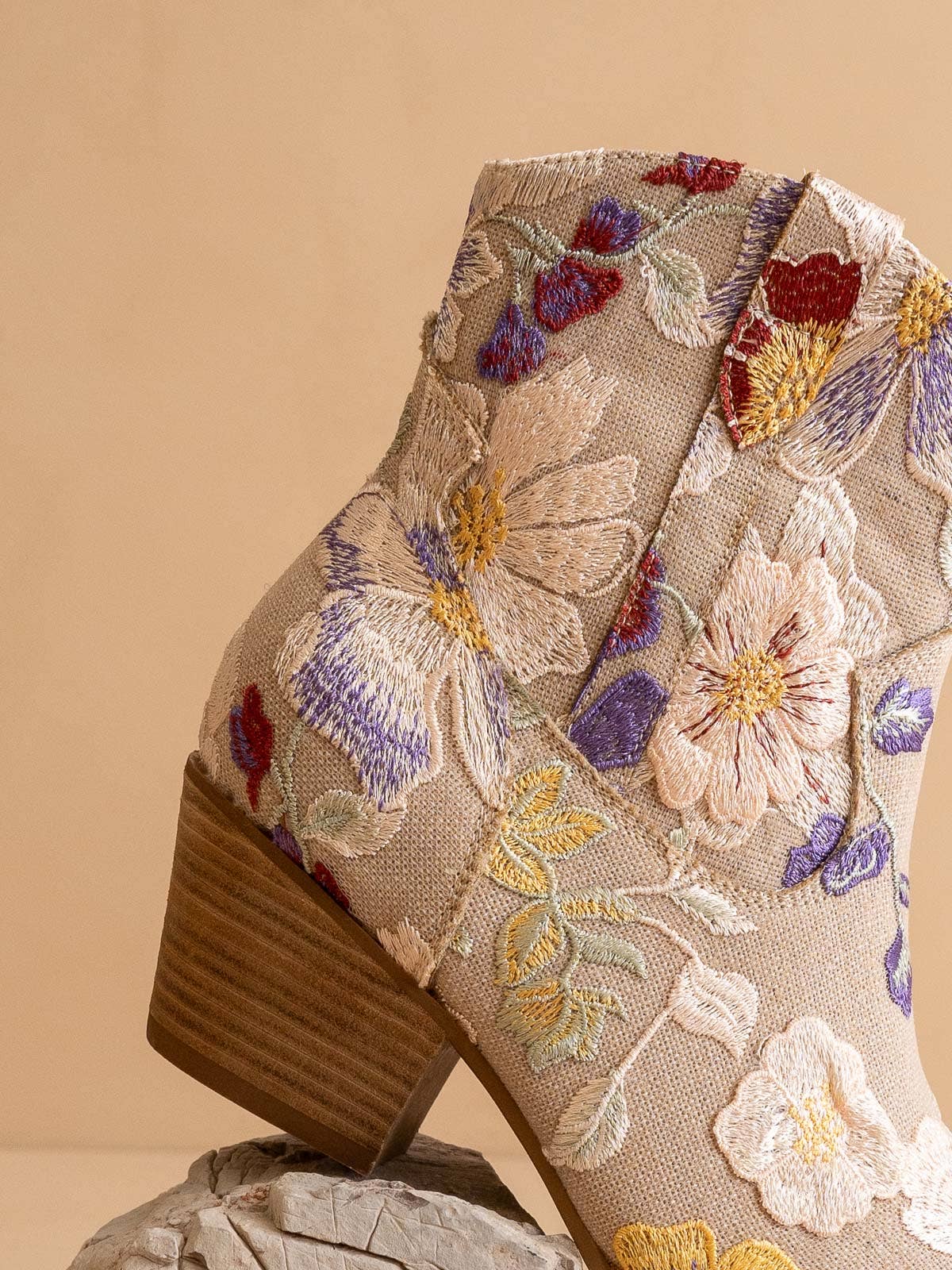 The Wanda Taupe Floral Applique Western Boot - The Girl on Ivy