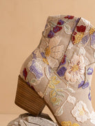 The Wanda Taupe Floral Applique Western Boot - The Girl on Ivy