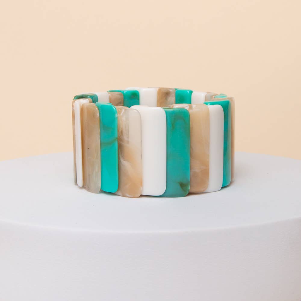 Marbled Resin Segment Stretch Bracelet - The Girl on Ivy