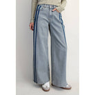 WASHED MID-RISE STRIPE JEANS - The Girl on Ivy