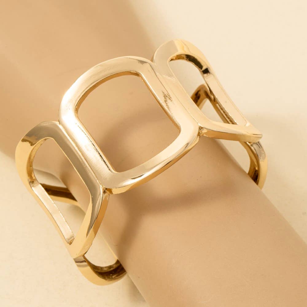 Solid Oval Chain Hinge Bangle Bracelet - The Girl on Ivy