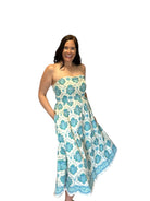 Erica strapless printed woven midi dress - The Girl on Ivy