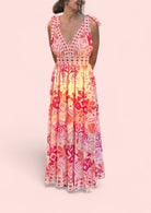 Alexis deep v printed woven maxi dress - The Girl on Ivy