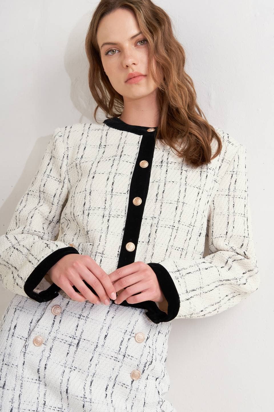 A woven tweed crop jacket - FJ1283 - The Girl on Ivy