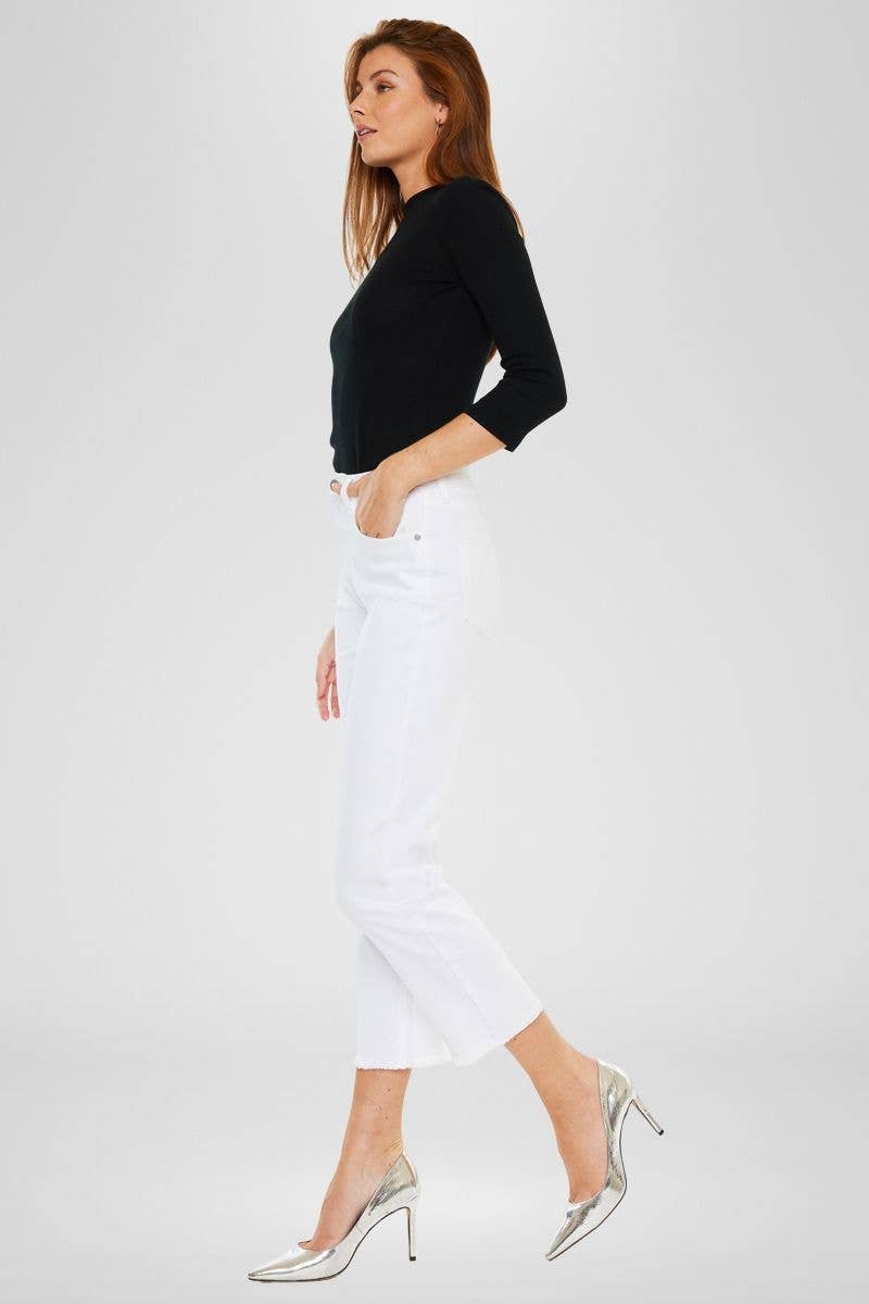 Daniela Cropped Straight White Jeans - The Girl on Ivy