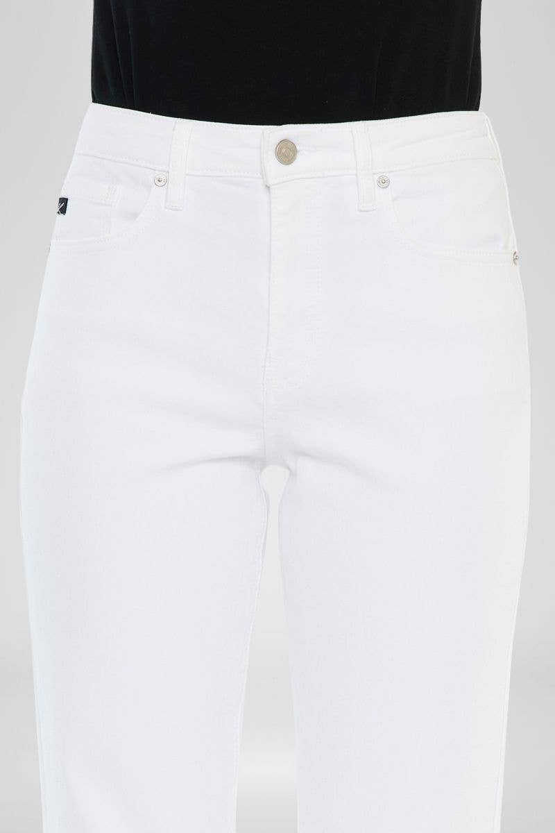 Daniela Cropped Straight White Jeans - The Girl on Ivy