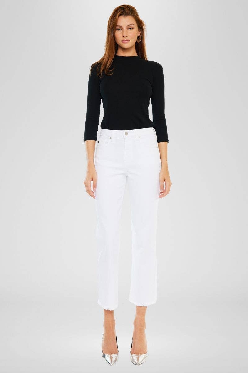Daniela Cropped Straight White Jeans - The Girl on Ivy