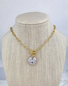 Patti Clay Black & White Floral Statement Necklace (Gold) - The Girl on Ivy